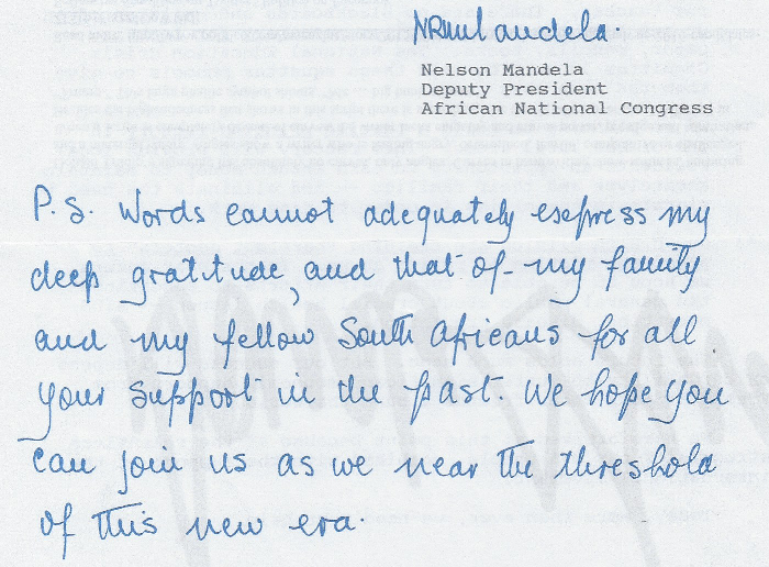 criture Nelson Mandela